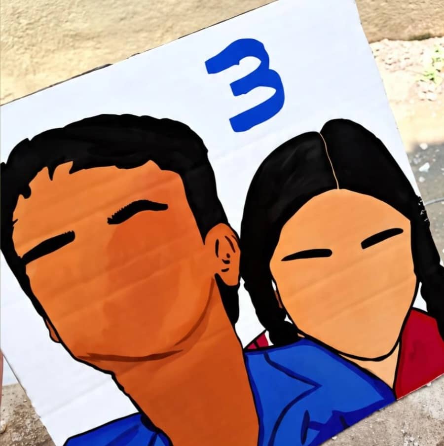 Minimalist Faceless Couple Portrait Painting