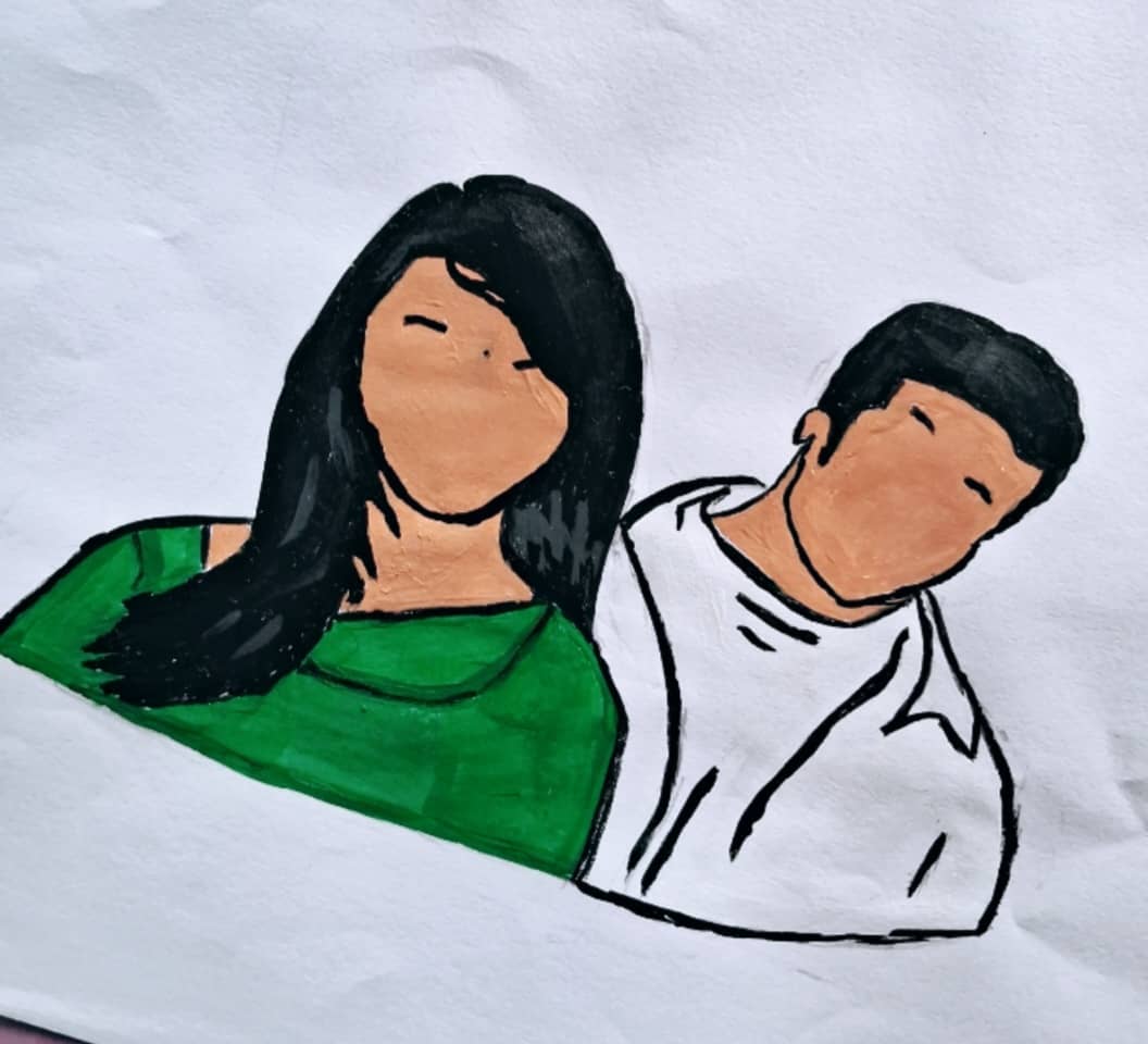 Minimalist Faceless Couple Portrait Painting