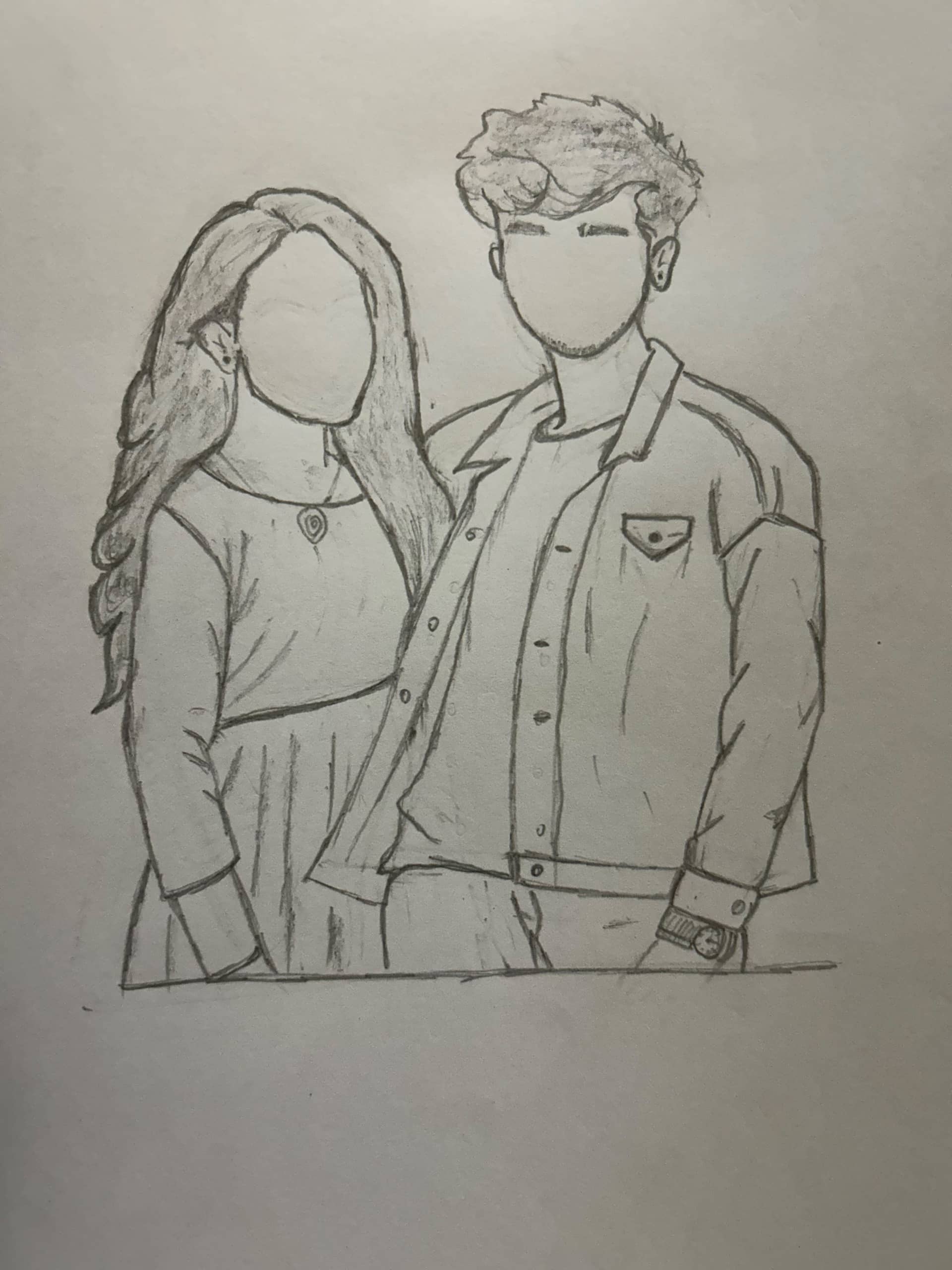 Minimalist Faceless Couple Portrait Painting
