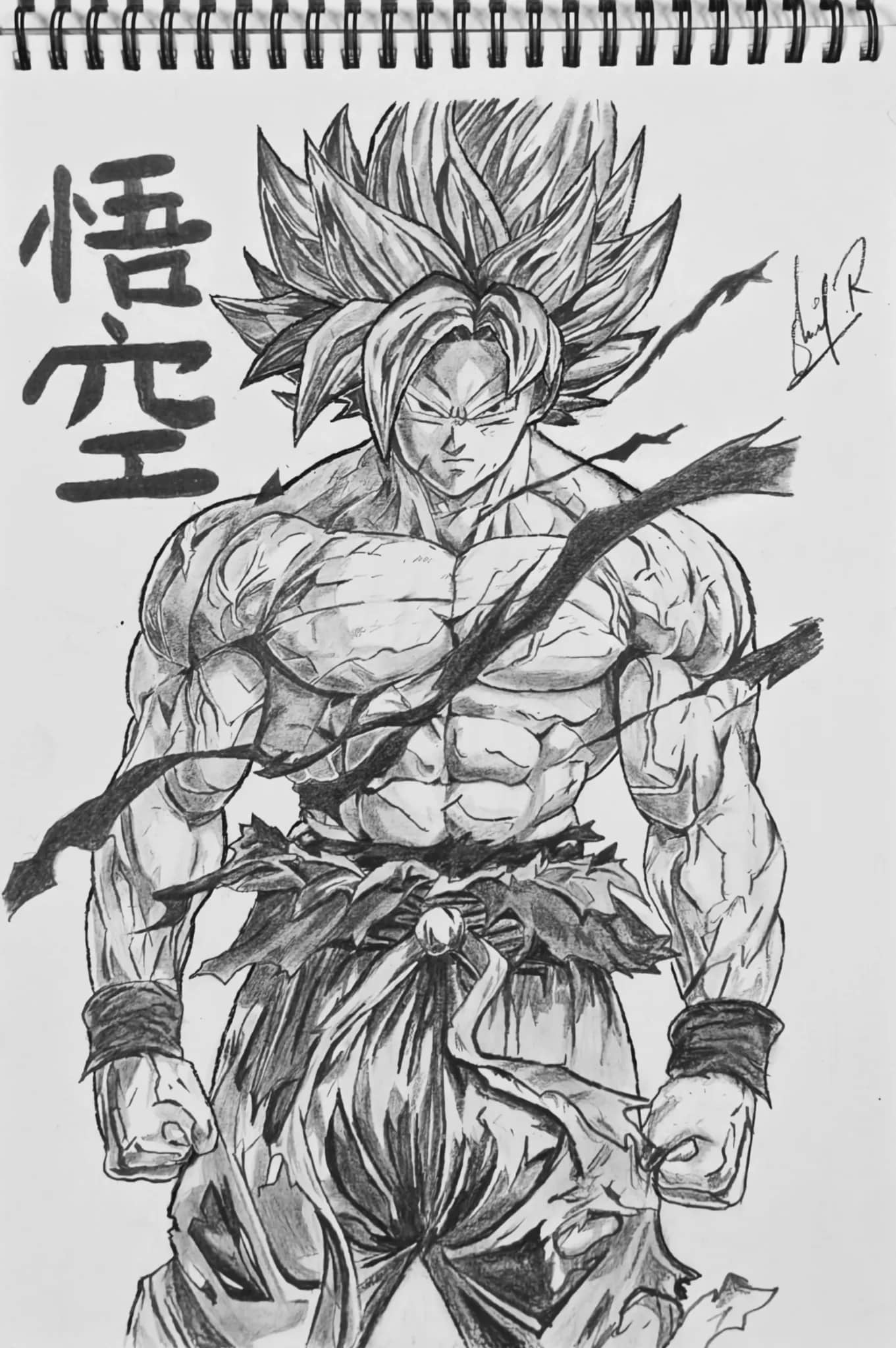 Hand-Drawn Goku Anime Pencil Sketch